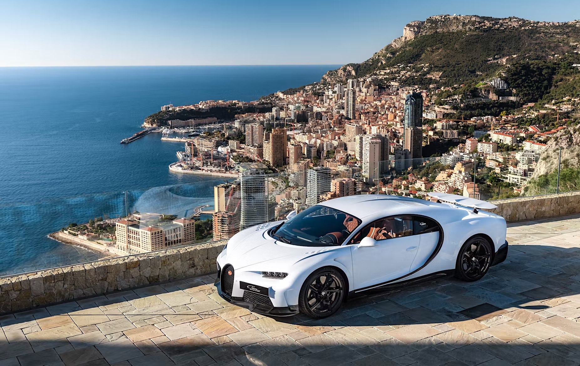 A Bugatti on the Monaco waterfront